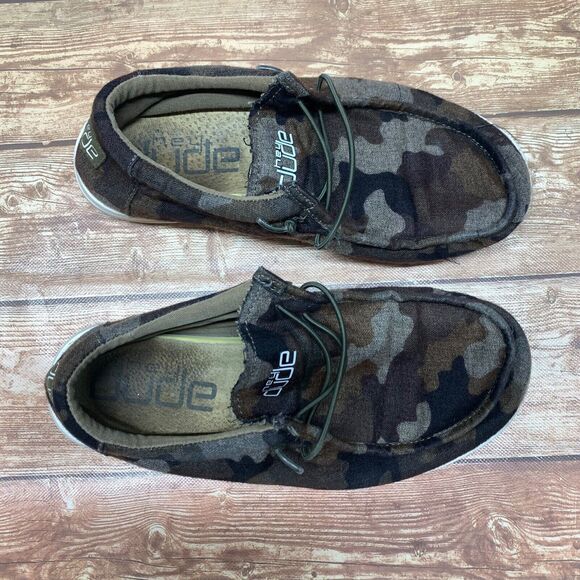 Hey Dude Wally Linen Youth Camo Size Y6 W7 EU 38 Camouflage Slip On - Picture 15 of 15